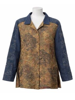 Size L Vintage Village Factory Floral Tapestry‎ Jacket Coat Made in Canada